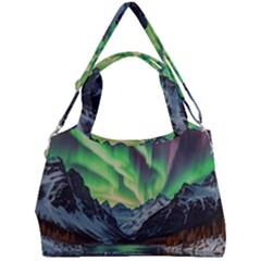 Lake Mountains Aorora Northern Lights Snow Double Compartment Shoulder Bag by Paksenen