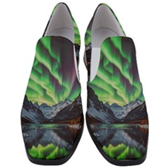 Lake Mountains Aorora Northern Lights Snow Women Slip On Heel Loafers