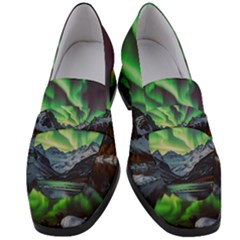 Lake Mountains Aorora Northern Lights Snow Women s Chunky Heel Loafers