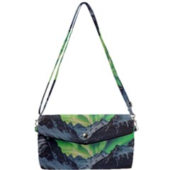 Lake Mountains Aorora Northern Lights Snow Removable Strap Clutch Bag