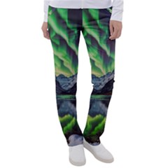 Lake Mountains Aorora Northern Lights Snow Women s Casual Pants by Paksenen