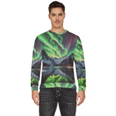 Lake Mountains Aorora Northern Lights Snow Men s Fleece Sweatshirt