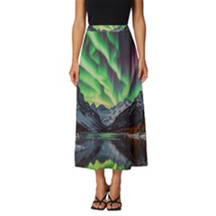 Lake Mountains Aorora Northern Lights Snow Classic Midi Chiffon Skirt