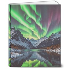 Lake Mountains Aorora Northern Lights Snow 8  X 10  Softcover Notebook by Paksenen