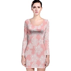 Lace White Ornamental Textile Long Sleeve Velvet Bodycon Dress