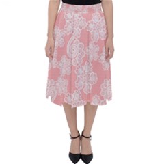 Lace White Ornamental Textile Classic Midi Skirt