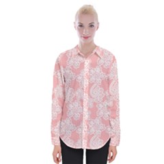 Lace White Ornamental Textile Womens Long Sleeve Shirt