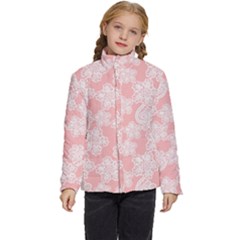 Lace White Ornamental Textile Kids  Puffer Bubble Jacket Coat