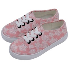 Lace White Ornamental Textile Kids  Classic Low Top Sneakers