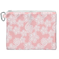 Lace White Ornamental Textile Canvas Cosmetic Bag (xxl)