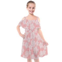 Lace White Ornamental Textile Kids  Cut Out Shoulders Chiffon Dress