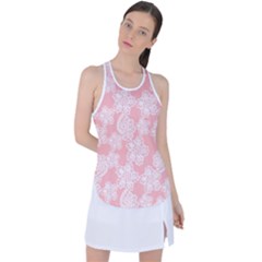 Lace White Ornamental Textile Racer Back Mesh Tank Top