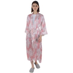 Lace White Ornamental Textile Maxi Satin Kimono by Paksenen