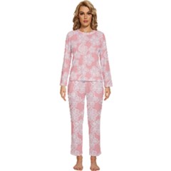 Lace White Ornamental Textile Womens  Long Sleeve Lightweight Pajamas Set by Paksenen