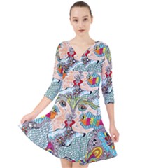 Supersonicangeldream Quarter Sleeve Front Wrap Dress