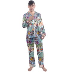 Supersonicangeldream Men s Long Sleeve Satin Pajamas Set by chellerayartisans