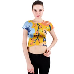 Floral Pattern Beautiful Aesthetic Crew Neck Crop Top