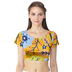 Floral Pattern Beautiful Aesthetic Short Sleeve Crop Top