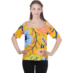 Floral Pattern Beautiful Aesthetic Cutout Shoulder T-shirt