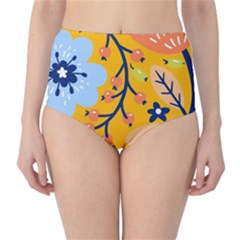 Floral Pattern Beautiful Aesthetic Classic High-waist Bikini Bottoms