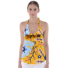 Floral Pattern Beautiful Aesthetic Tie Back Tankini Top