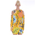 Floral Pattern Beautiful Aesthetic Velvet Long Sleeve Shoulder Cutout Dress View2