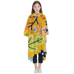 Floral Pattern Beautiful Aesthetic Kids  Hooded Rain Ponchos by Paksenen