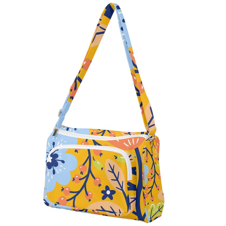 Floral Pattern Beautiful Aesthetic Front Pocket Crossbody Bag