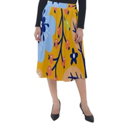 Floral Pattern Beautiful Aesthetic Classic Velour Midi Skirt 