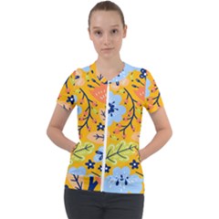 Floral Pattern Beautiful Aesthetic Short Sleeve Zip Up Jacket