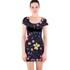 Foliage Pattern Beautiful Aesthetic Secret Garden Short Sleeve Bodycon Dress