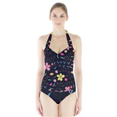 Foliage Pattern Beautiful Aesthetic Secret Garden Halter Swimsuit