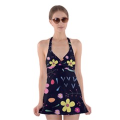 Foliage Pattern Beautiful Aesthetic Secret Garden Halter Dress Swimsuit 