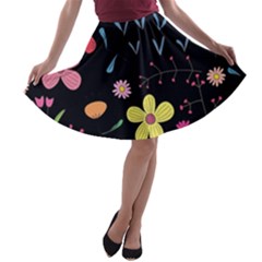 Foliage Pattern Beautiful Aesthetic Secret Garden A-line Skater Skirt by Paksenen