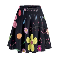 Foliage Pattern Beautiful Aesthetic Secret Garden High Waist Skirt by Paksenen