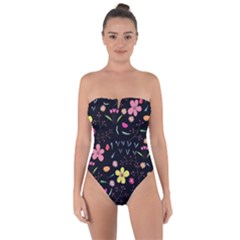 Foliage Pattern Beautiful Aesthetic Secret Garden Tie Back One Piece Swimsuit