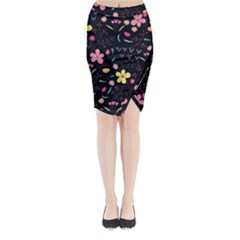 Foliage Pattern Beautiful Aesthetic Secret Garden Midi Wrap Pencil Skirt