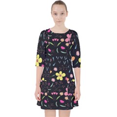 Foliage Pattern Beautiful Aesthetic Secret Garden Quarter Sleeve Pocket Dress