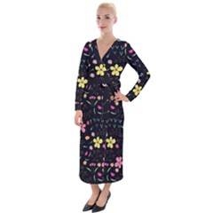 Foliage Pattern Beautiful Aesthetic Secret Garden Velvet Maxi Wrap Dress