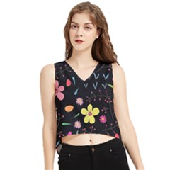 Foliage Pattern Beautiful Aesthetic Secret Garden V-neck Cropped Tank Top