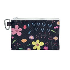 Foliage Pattern Beautiful Aesthetic Secret Garden Canvas Cosmetic Bag (medium)