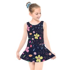 Foliage Pattern Beautiful Aesthetic Secret Garden Kids  Skater Dress Swimsuit