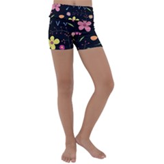 Foliage Pattern Beautiful Aesthetic Secret Garden Kids  Lightweight Velour Yoga Shorts by Paksenen