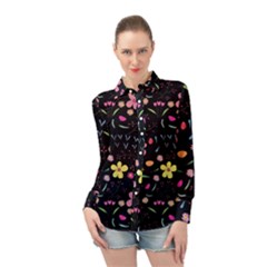 Foliage Pattern Beautiful Aesthetic Secret Garden Long Sleeve Chiffon Shirt