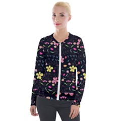 Foliage Pattern Beautiful Aesthetic Secret Garden Velvet Zip Up Jacket