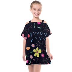 Foliage Pattern Beautiful Aesthetic Secret Garden Kids  One Piece Chiffon Dress