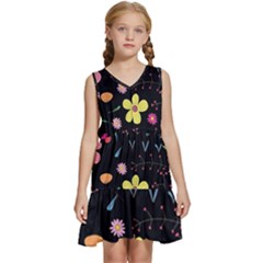 Foliage Pattern Beautiful Aesthetic Secret Garden Kids  Sleeveless Tiered Mini Dress by Paksenen