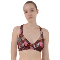 Sweet Food Seamless Pattern Sweetheart Sports Bra