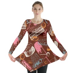 Sweet Food Seamless Pattern Long Sleeve Tunic 