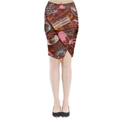 Sweet Food Seamless Pattern Midi Wrap Pencil Skirt